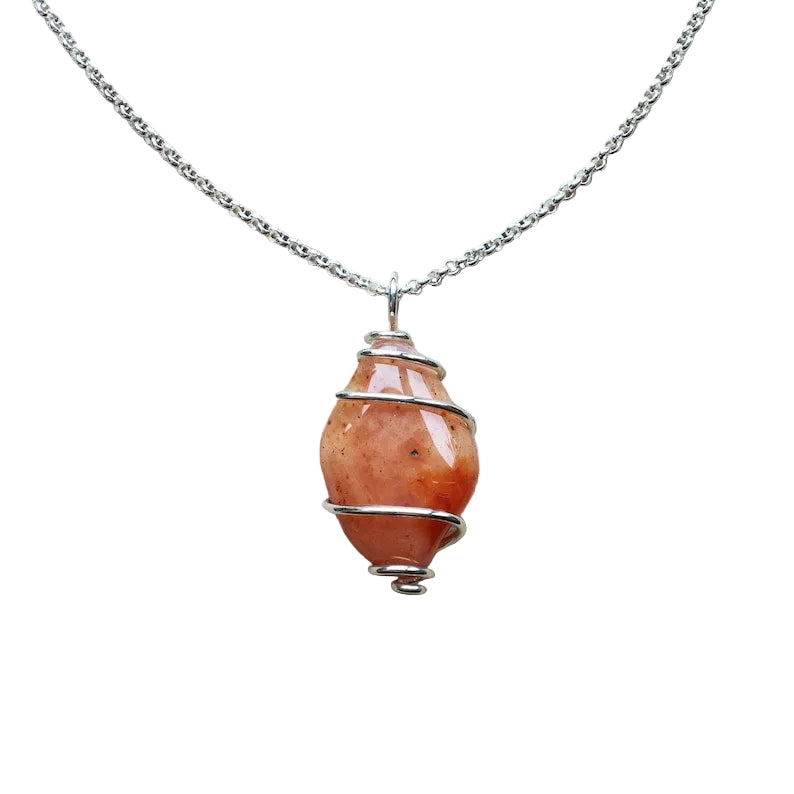 Aprikosen Achat Anhänger 925 Silber Edelstein Kette