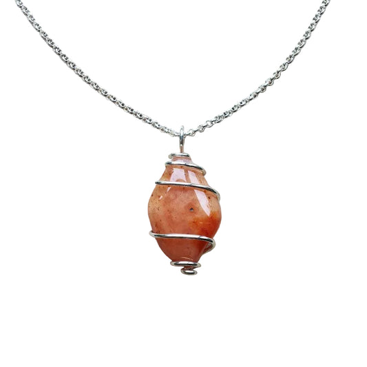 Aprikosen Achat Anhänger 925 Silber Edelstein Kette