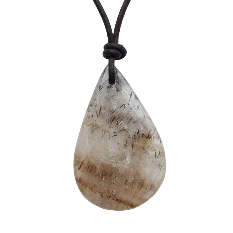 Goethitquarz Cacoxenit Kette Edelstein mit Lederband