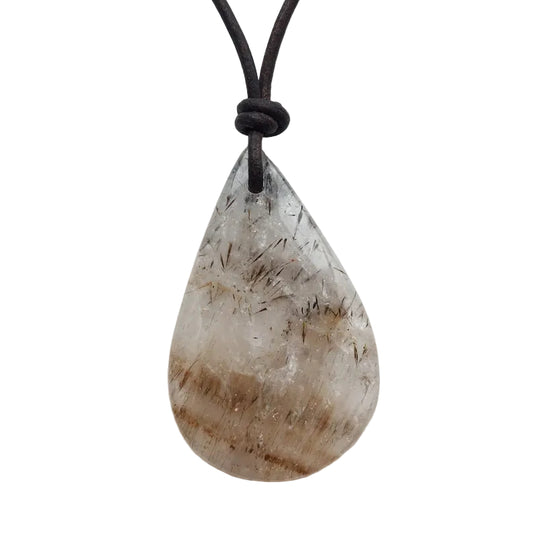 Goethitquarz Cacoxenit Kette Edelstein mit Lederband