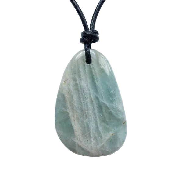 Aquamarin Edelstein Kette mit Lederband