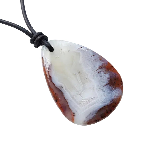 Chalcedon Kette Edelstein mit Lederband