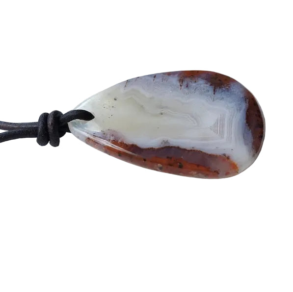 Chalcedon Kette Edelstein mit Lederband