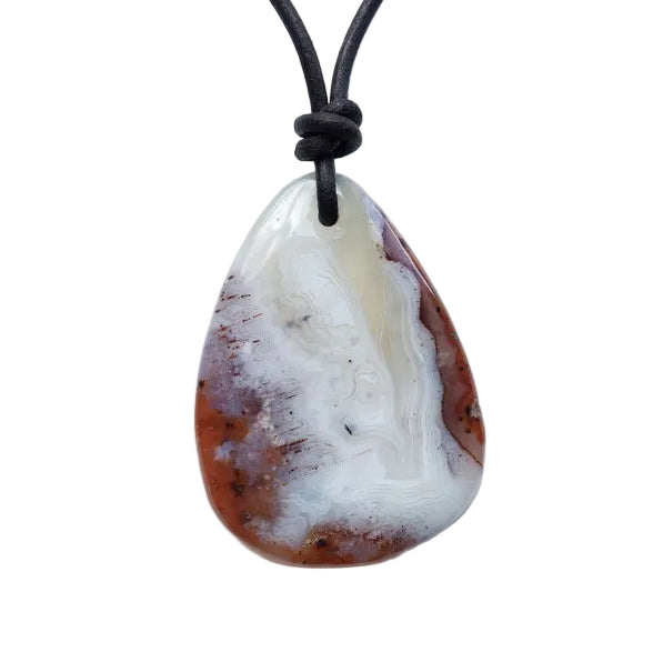 Chalcedon Kette Edelstein mit Lederband