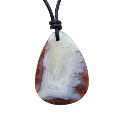 Chalcedon Kette Edelstein mit Lederband