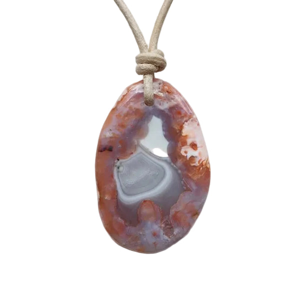 Chalcedon Kette Edelstein mit Lederband