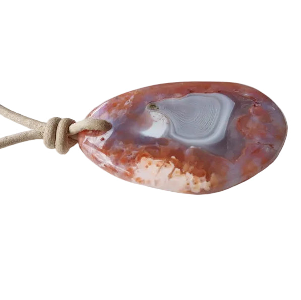 Chalcedon Kette Edelstein mit Lederband