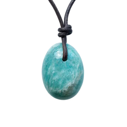 Amazonit Kette Edelstein mit Lederband