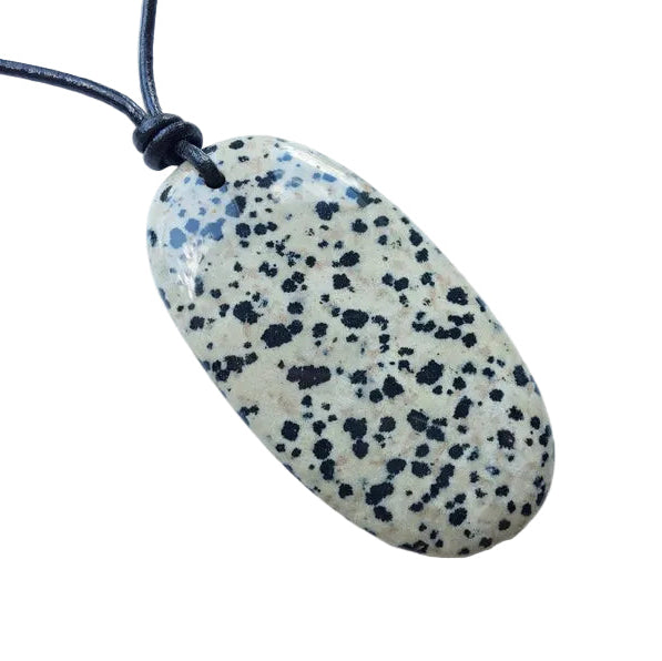 Dalmatiner Jaspis Kette Edelstein mit Lederband
