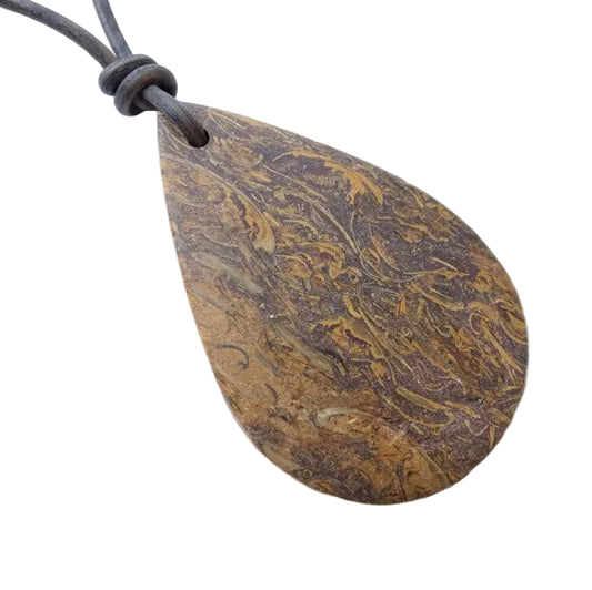 Schlangen Jaspis Edelstein Kette mit Lederband