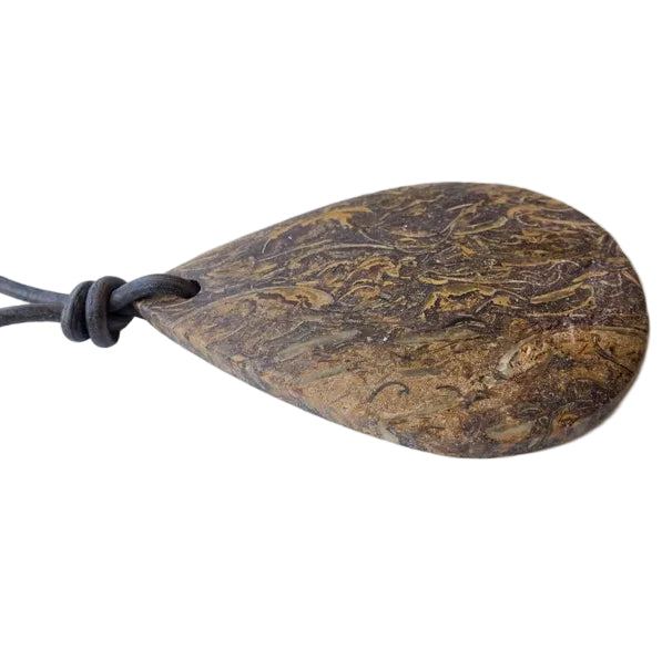 Schlangen Jaspis Edelstein Kette mit Lederband