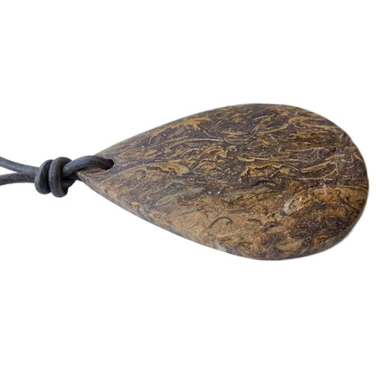 Schlangen Jaspis Edelstein Kette mit Lederband