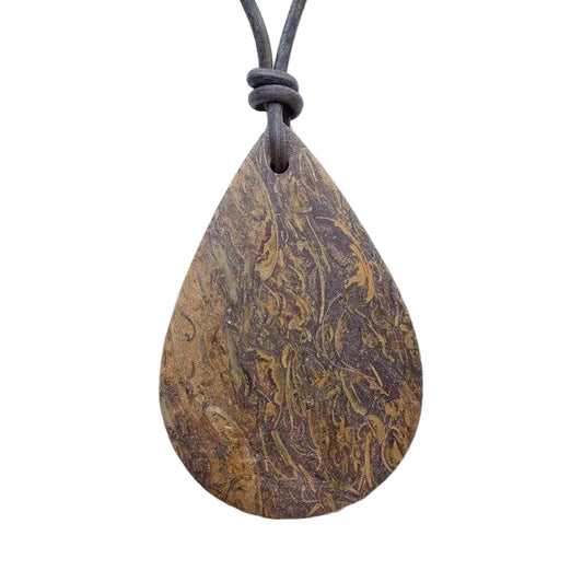 Schlangen Jaspis Edelstein Kette mit Lederband