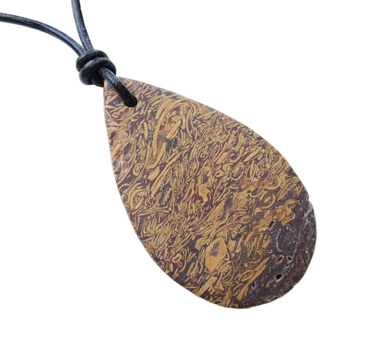 Schlangen Jaspis Edelstein Kette mit Lederband