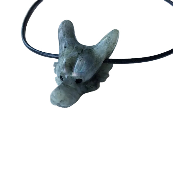 Labradorit Drache Edelstein Kette mit Lederband