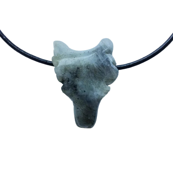 Labradorit Drache Edelstein Kette mit Lederband
