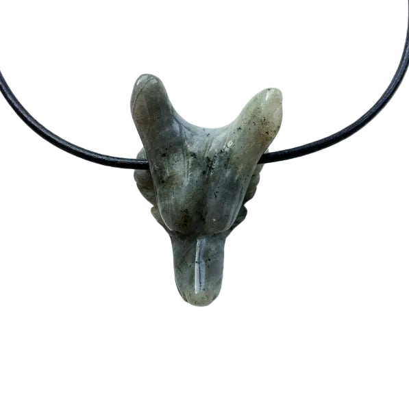 Labradorit Drache Edelstein Kette mit Lederband