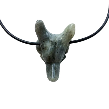 Labradorit Drache Edelstein Kette mit Lederband
