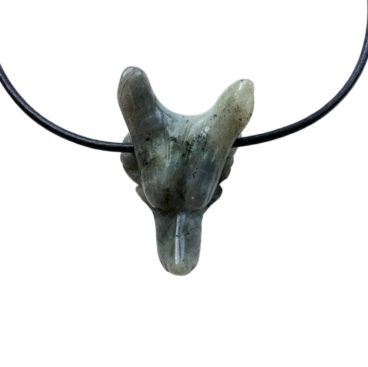 Labradorit Drache Edelstein Kette mit Lederband