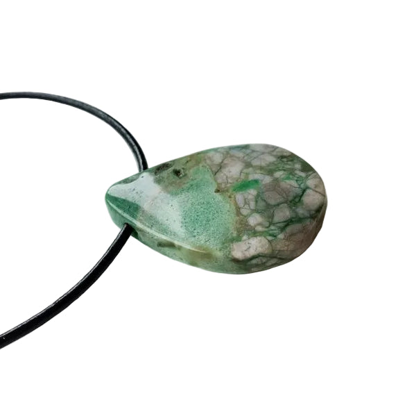 Variscit Edelstein Kette mit Lederband