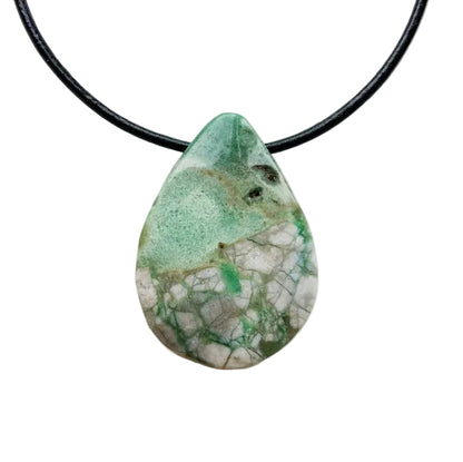 Variscit Edelstein Kette mit Lederband