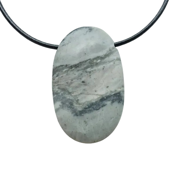 Picasso Jaspis Edelstein Kette mit Lederband