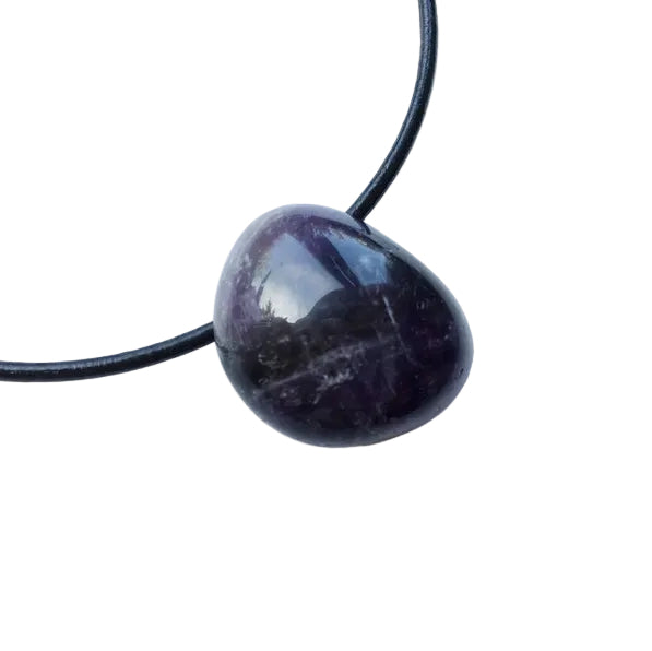 Amethyst Edelstein Kette mit Lederband