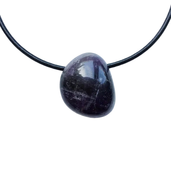 Amethyst Edelstein Kette mit Lederband