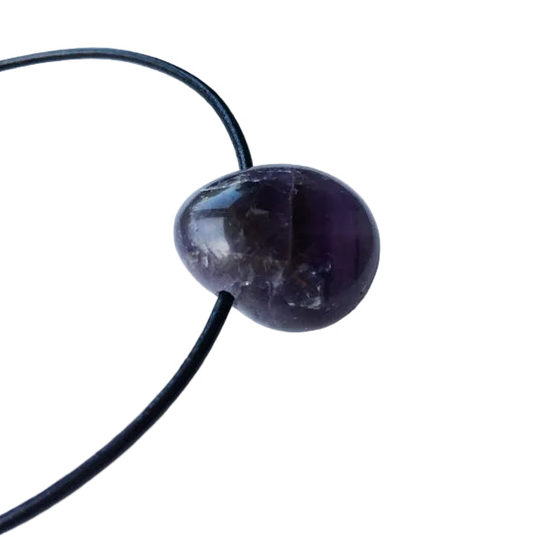 Amethyst Edelstein Kette mit Lederband