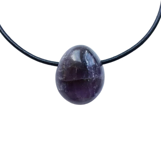Amethyst Edelstein Kette mit Lederband