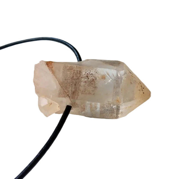Hämatitquarz Spitze Edelstein Kette mit Lederband