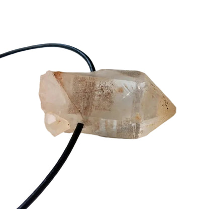 Hämatitquarz Spitze Edelstein Kette mit Lederband
