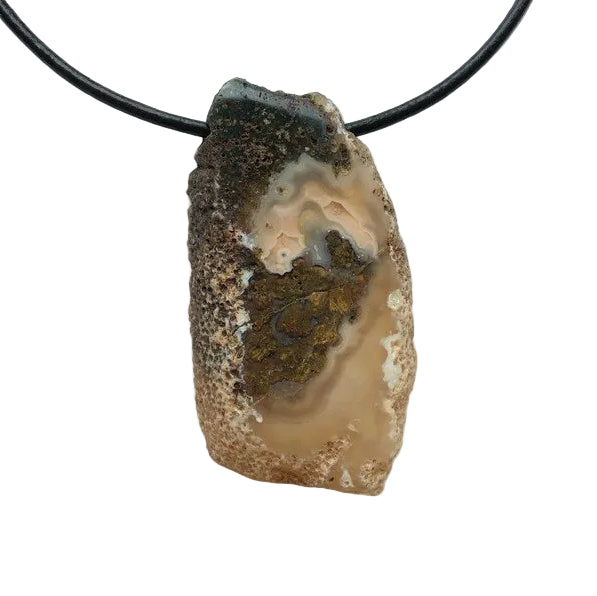 Achat Scheibe Edelstein Kette mit Lederband