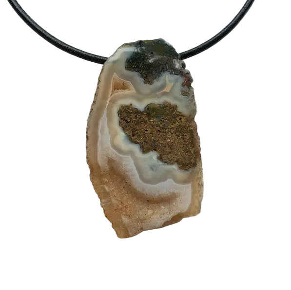 Achat Scheibe Edelstein Kette mit Lederband