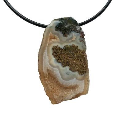 Achat Scheibe Edelstein Kette mit Lederband