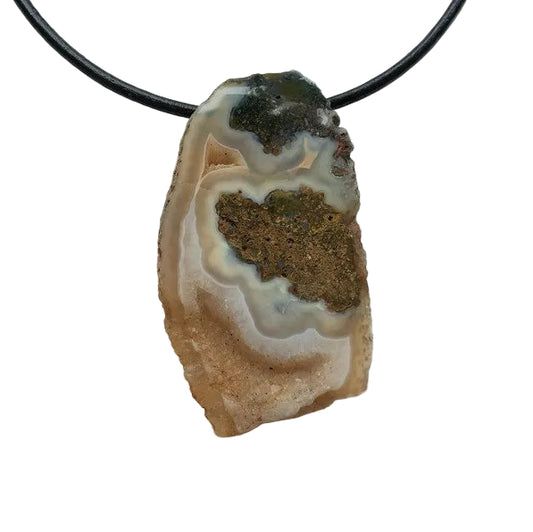 Achat Scheibe Edelstein Kette mit Lederband