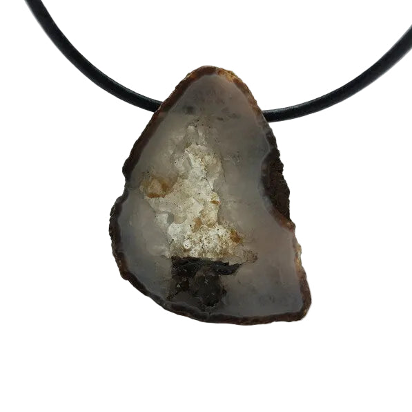 Achat Scheibe Edelstein Kette mit Lederband