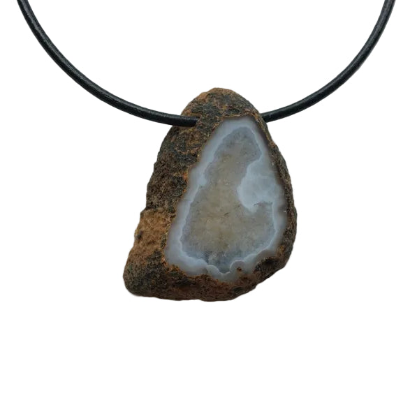 Achat Scheibe Edelstein Kette mit Lederband