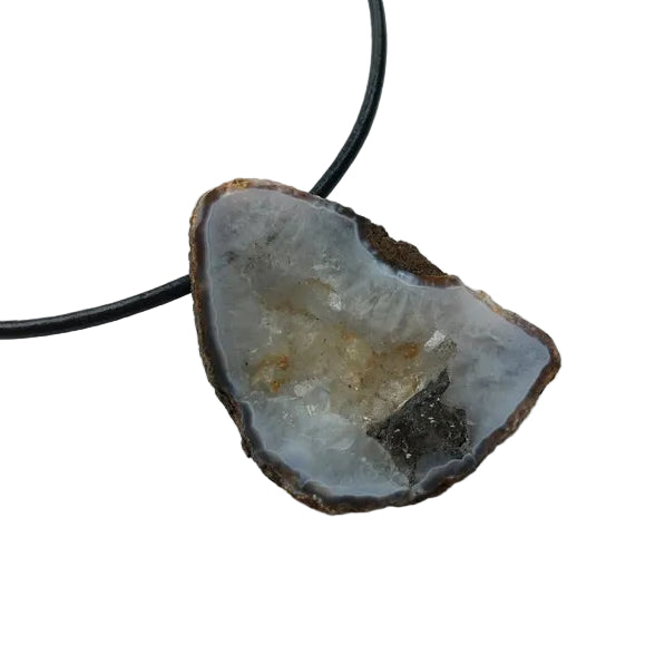 Achat Scheibe Edelstein Kette mit Lederband