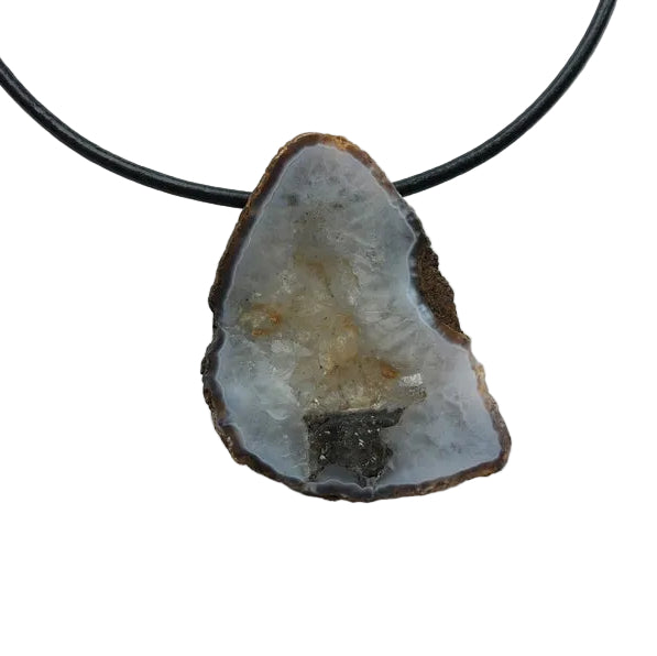 Achat Scheibe Edelstein Kette mit Lederband