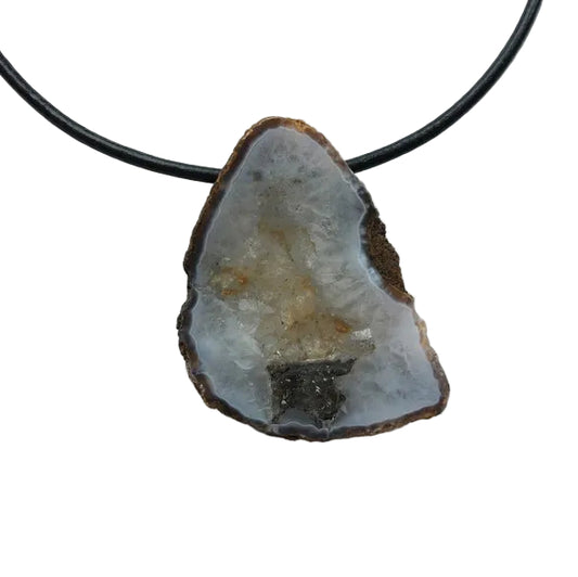 Achat Scheibe Edelstein Kette mit Lederband