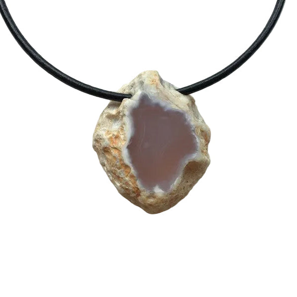 Achat Scheibe Edelstein Kette mit Lederband