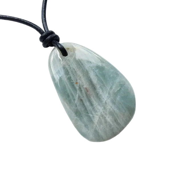 Aquamarin Edelstein Kette mit Lederband