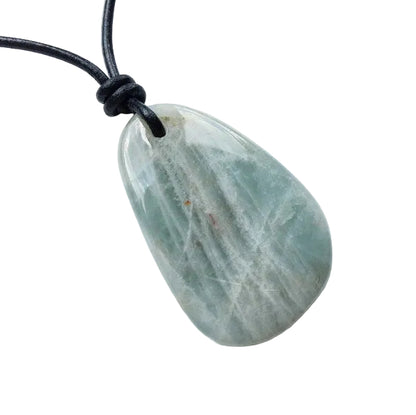 Aquamarin Edelstein Kette mit Lederband