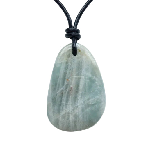 Aquamarin Edelstein Kette mit Lederband