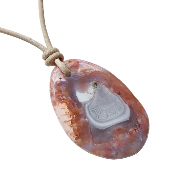 Chalcedon Kette Edelstein mit Lederband
