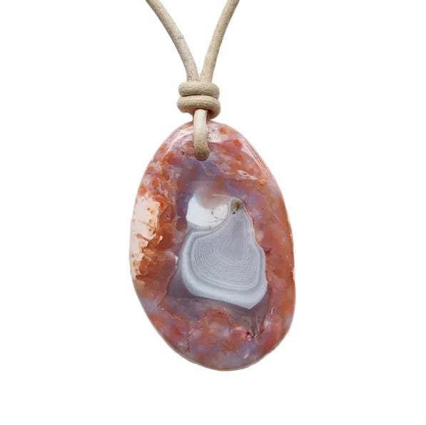 Chalcedon Kette Edelstein mit Lederband