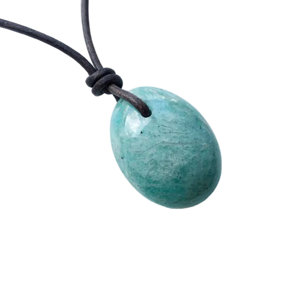 Amazonit Kette Edelstein mit Lederband
