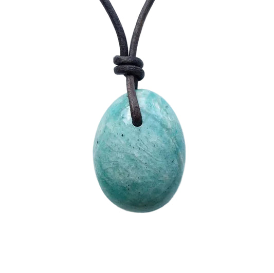 Amazonit Kette Edelstein mit Lederband