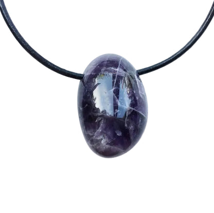 Amethyst Edelstein Kette mit Lederband